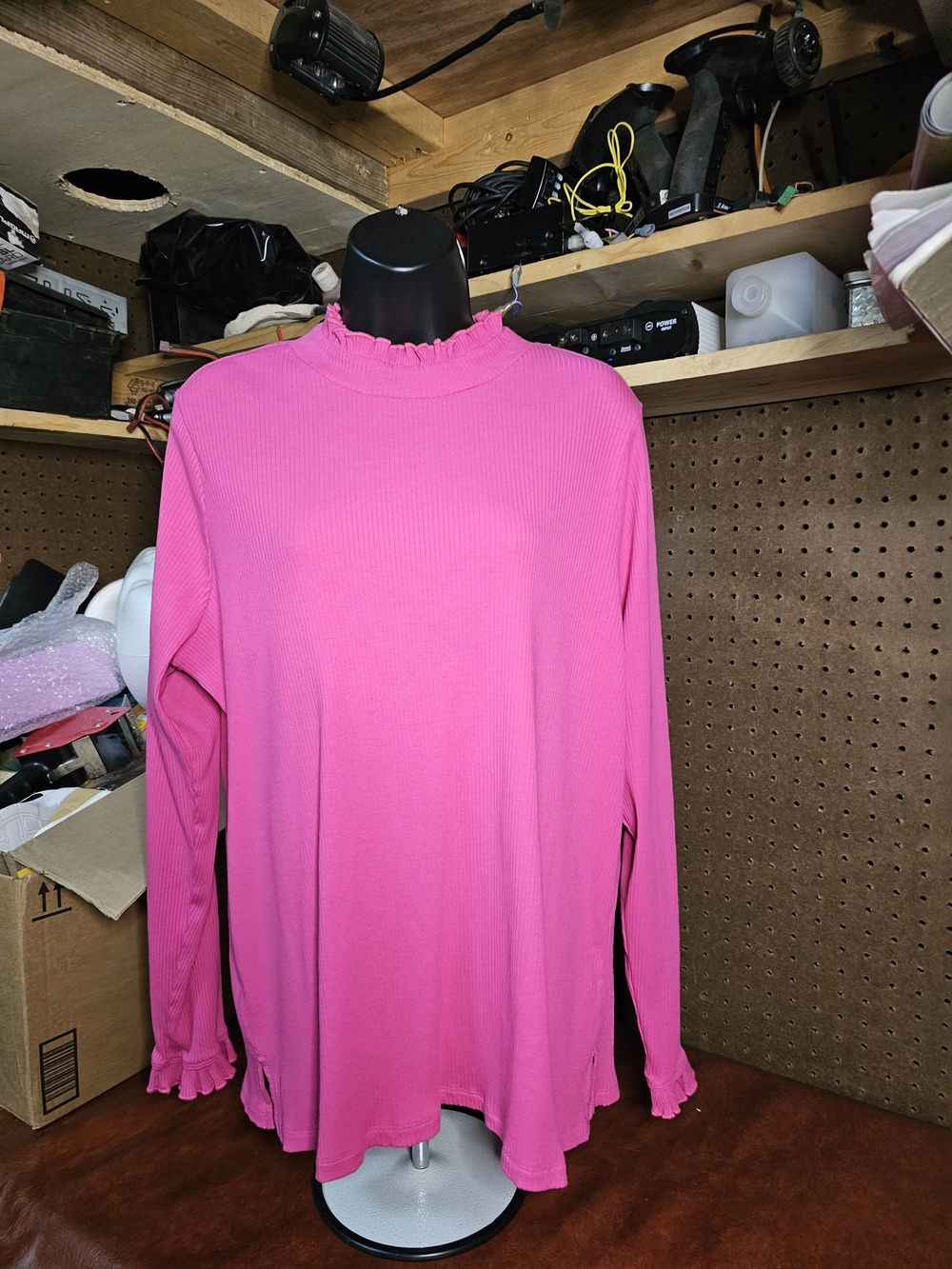 Isaac Mizrahi Live! Pink Long Sleeve Blouse 1x